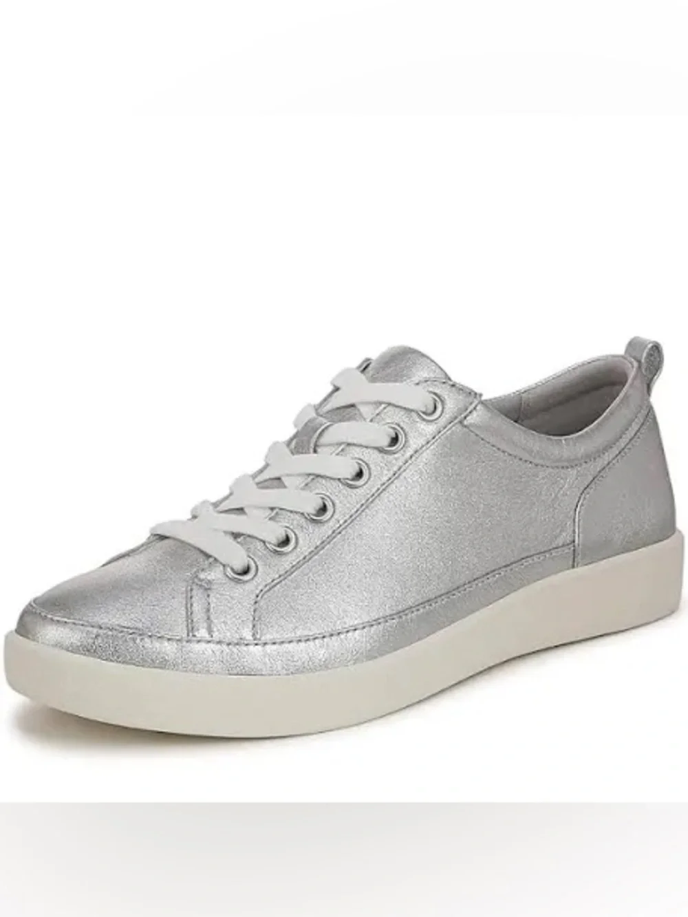 Vionic Winny Casual Silver Leather Sneaker Shoes | Size 8